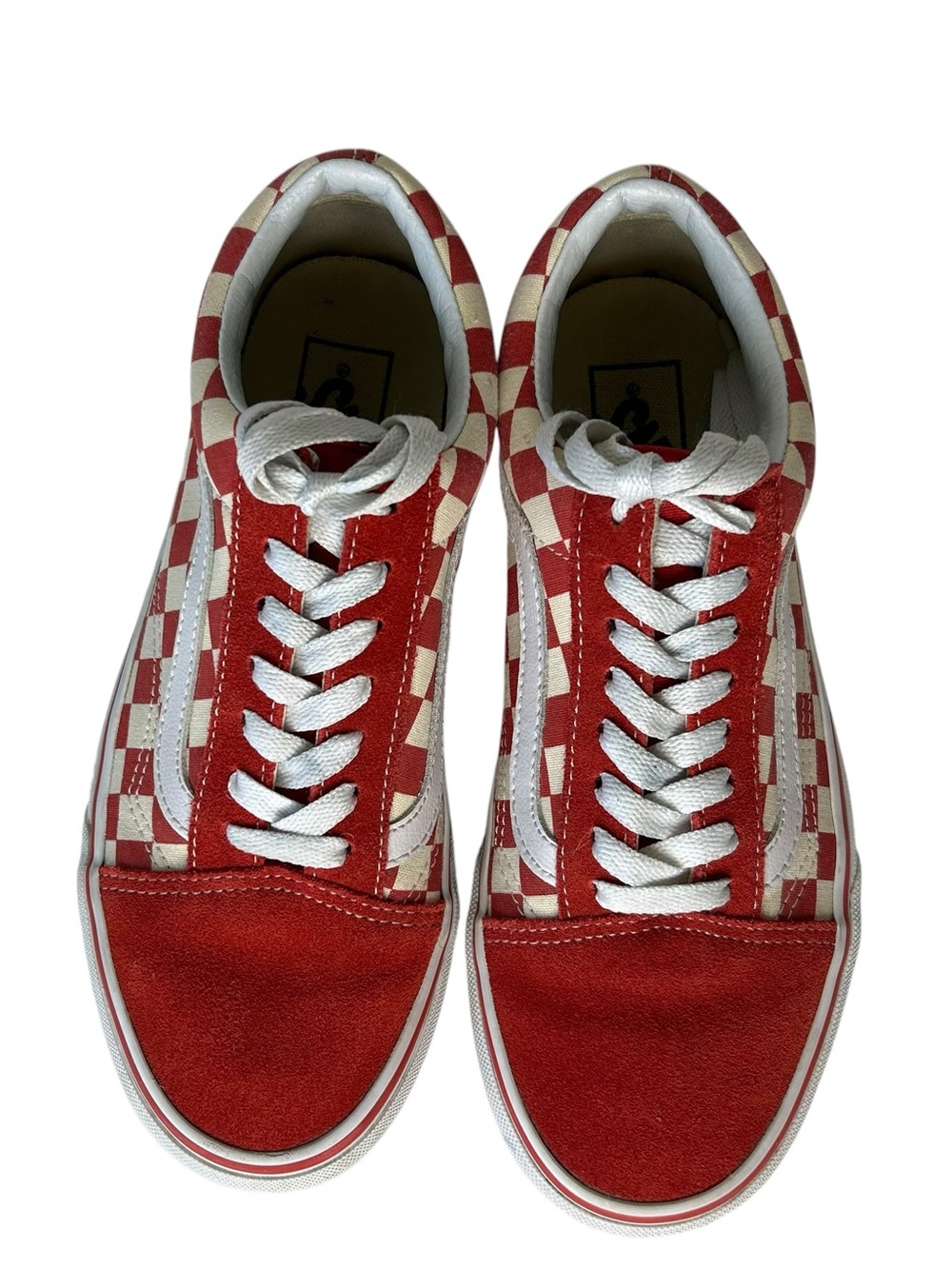VANS Men 6 6.5 Women 7.5 8 Red White Checkerboard Canvas Lace-Up Sneakers. - Picture 2 of 11
